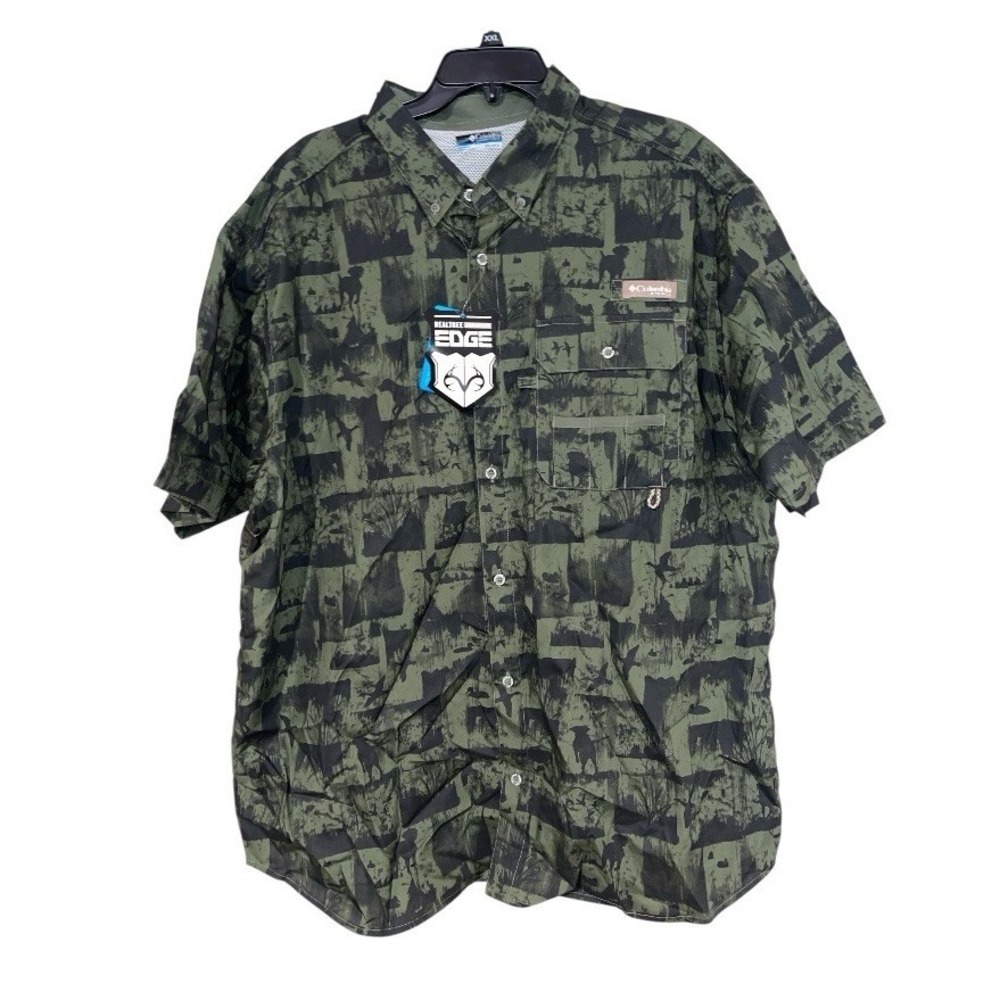 columbia pfg Men's XXL Reg Fit Real Tree Edge Short Sleeve Vented Button Down Sh